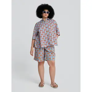 Woman's shirt Mat Fashion Geometric Print image-1