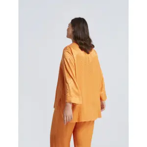 Long Sleeve V-Neck Viscose Blouse Women Mat Fashion image-4