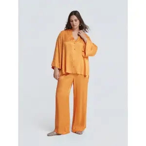 Long Sleeve V-Neck Viscose Blouse Women Mat Fashion image-2