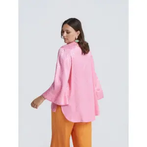 Long Sleeve V-Neck Viscose Blouse Women Mat Fashion image-3