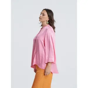 Long Sleeve V-Neck Viscose Blouse Women Mat Fashion image-4