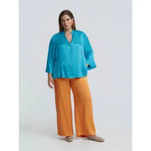 Long Sleeve V-Neck Viscose Blouse Women Mat Fashion image-1