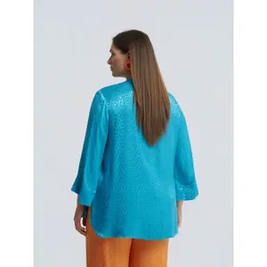Long Sleeve V-Neck Viscose Blouse Women Mat Fashion image-3