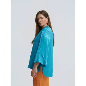 Long Sleeve V-Neck Viscose Blouse Women Mat Fashion image-4