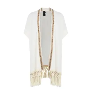 Kimono en viscose et lin brodé femme Mat Fashion