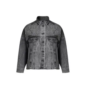 Embellished Denim Jacket Women Mat Fashion image-0