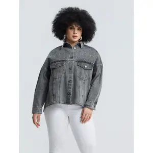 Embellished Denim Jacket Women Mat Fashion image-1