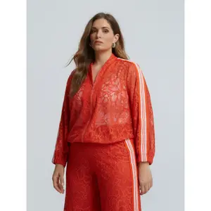 Zipped Track Jacket with Laces and Stripes Women Mat Fashion Sport image-1