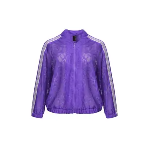 Zipped Track Jacket with Laces and Stripes Women Mat Fashion Sport image-0
