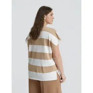Women's V-Neck Knit T-Shirt Mat Fashion image-3