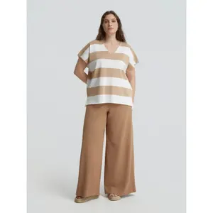 Women's V-Neck Knit T-Shirt Mat Fashion image-2