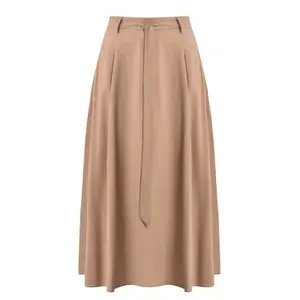 Falda larga trapezoidal de popelín con cinturilla mujer Mat Fashion