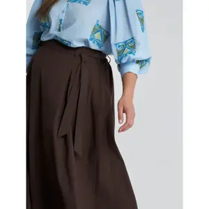 Long A-Line Poplin Skirt with Waist Belt Women Mat Fashion image-4