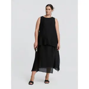 Vestido sin mangas de lino mezclado mujer Mat Fashion Layered image-1