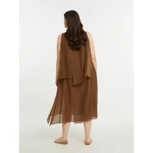 Vestido sin mangas de lino mezclado mujer Mat Fashion Layered image-2