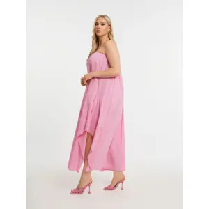 Women's Poplin Strapless Dress Mat Fashion image-3