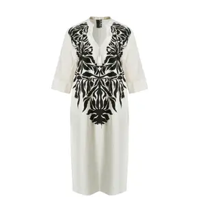Women's Linen Blend Floral Dress Mat Fashion image-0