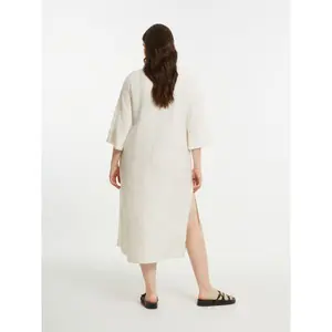 Women's Linen Blend Floral Dress Mat Fashion image-3