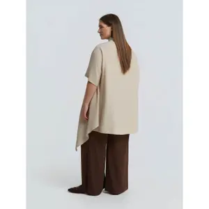 Women's Asymmetrical Long Linen Blend Blouse Mat Fashion image-3