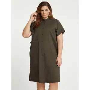 Mandarin Collar Shirt Dress Women's Mat Fashion image-2