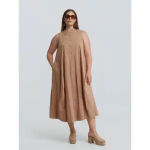 Robe chemise sans manches col mandarin mulher Mat Fashion image-1