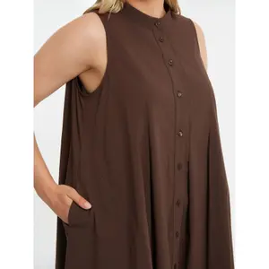 Robe chemise sans manches col mandarin mulher Mat Fashion image-4