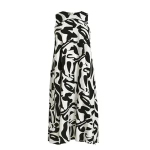 Women's Sleeveless Printed Viscose Dress Mat Fashion image-0