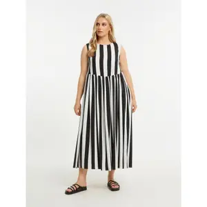 Striped Sleeveless Dress for Women Mat Fashion image-1
