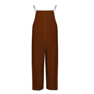 Minimalist Strappy Linen Blend Jumpsuit for Women Mat Fashion image-0