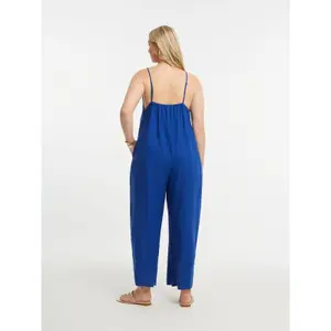 Minimalist Strappy Linen Blend Jumpsuit for Women Mat Fashion image-2
