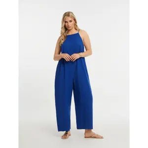 Minimalist Strappy Linen Blend Jumpsuit for Women Mat Fashion image-1
