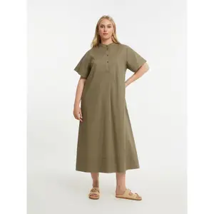 Mandarin Collar Shirt Dress Women's Mat Fashion image-1