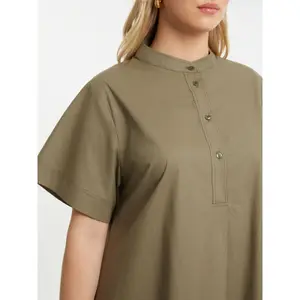 Mandarin Collar Shirt Dress Women's Mat Fashion image-4
