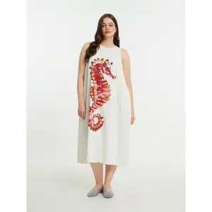 Sleeveless dress for women Mat Fashion Seahorse Print image-1