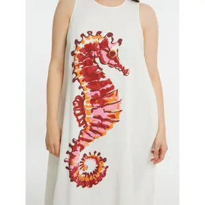 Sleeveless dress for women Mat Fashion Seahorse Print image-4
