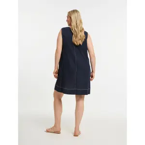 Robe sans manches col V en viscose et lin mulher Mat Fashion image-3