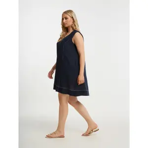 Robe sans manches col V en viscose et lin mulher Mat Fashion image-4