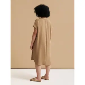 V-Neck Crepe Dress Women Mat Fashion image-2
