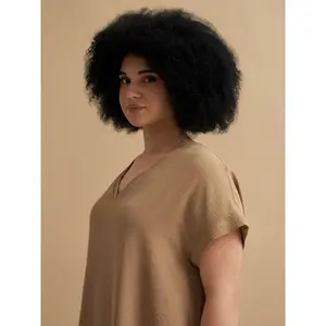 V-Neck Crepe Dress Women Mat Fashion image-4