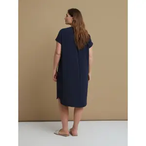 Women's V-Neck Crepe Dress Mat Fashion Airwashed image-2