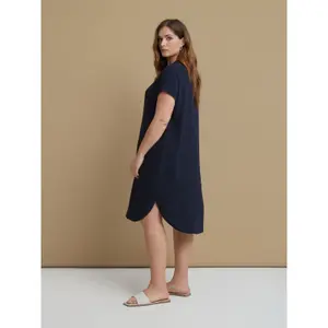 Women's V-Neck Crepe Dress Mat Fashion Airwashed image-3