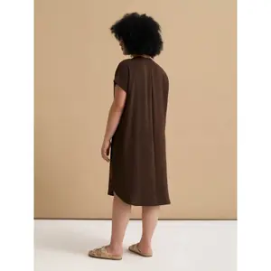 Women's V-Neck Crepe Dress Mat Fashion Airwashed image-2