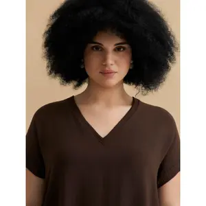 Women's V-Neck Crepe Dress Mat Fashion Airwashed image-4