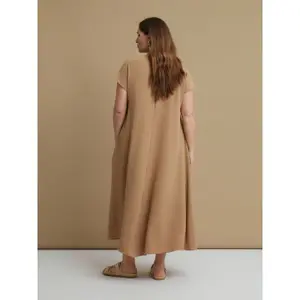 Women's V-Neck Crepe Dress Mat Fashion Airwashed image-2