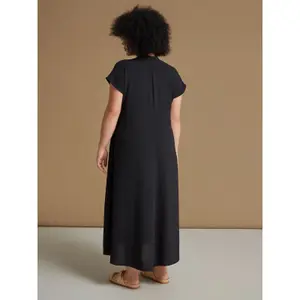 Women's V-Neck Crepe Dress Mat Fashion Airwashed image-2