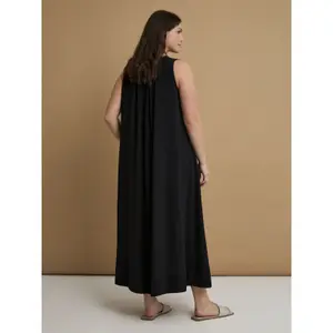 Sleeveless Long Crepe Dress for Women Mat Fashion image-2