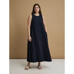Sleeveless Long Crepe Dress for Women Mat Fashion image-1