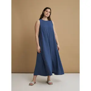 Sleeveless Long Crepe Dress for Women Mat Fashion image-1