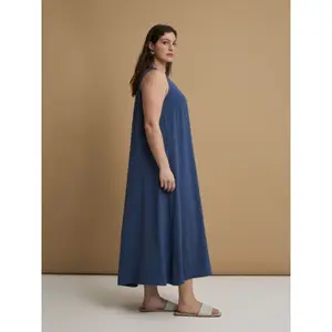 Sleeveless Long Crepe Dress for Women Mat Fashion image-3