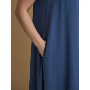 Sleeveless Long Crepe Dress for Women Mat Fashion image-4